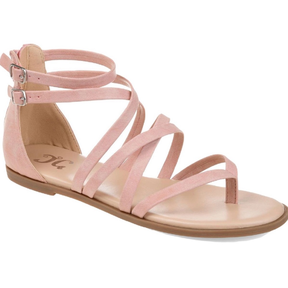 SOLD NWT Journee Collection Womens Zalie Pink Thongs Flats Gladiator Sandals